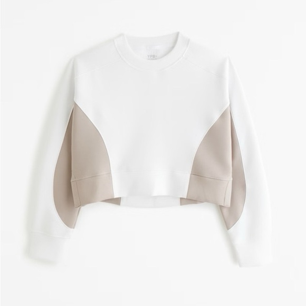 Abercrombie & Fitch XL YPB White and Tan Colorblock Crewneck